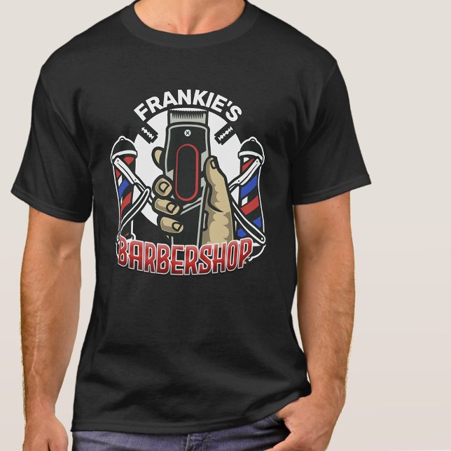 T-shirt Nom personnalisé Retro Barber Shop Pole Barbier (Créateur téléchargé)