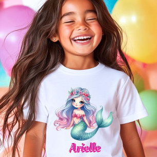 T-shirt Nom personnalisé rose sirène personnalisé