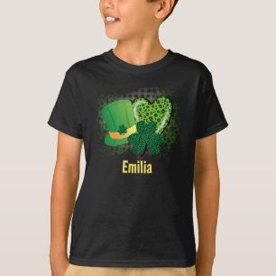 T-shirt Nom personnalisé Saint-Patrick Shamrock Trèfle