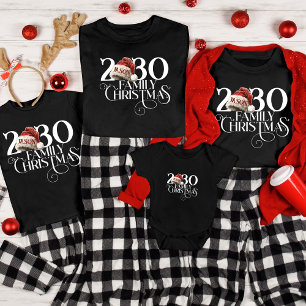 T-shirt Nom personnalisé Santa Hat Noël Famille Correspond