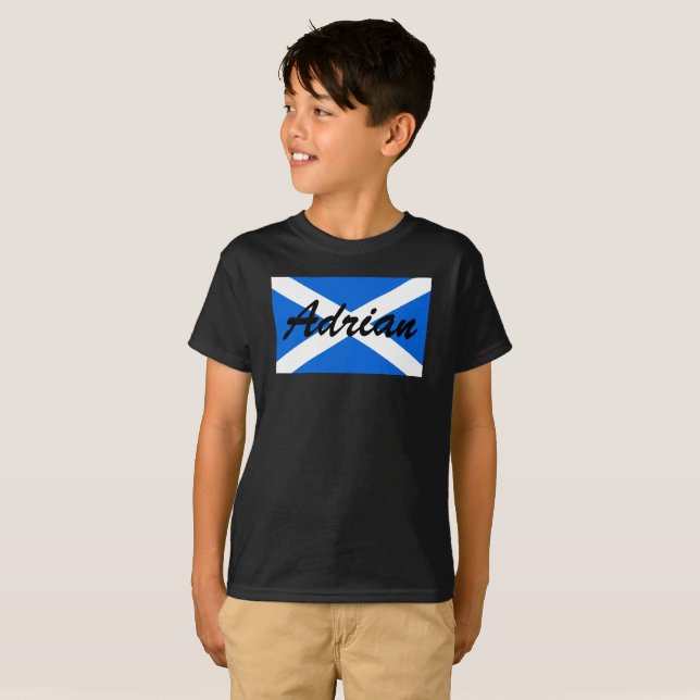 T-shirt Nom personnalisé Scottish Flag bcnt (Devant entier)