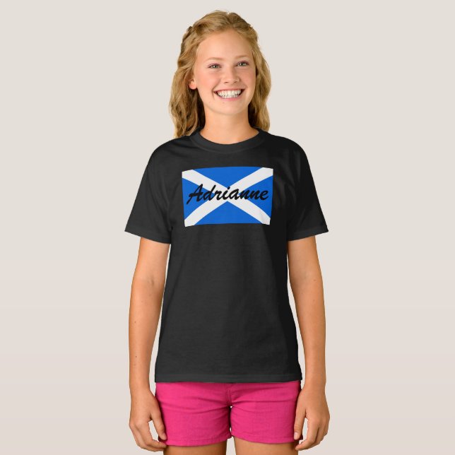 T-shirt Nom personnalisé Scottish Flag gcnt (Devant entier)