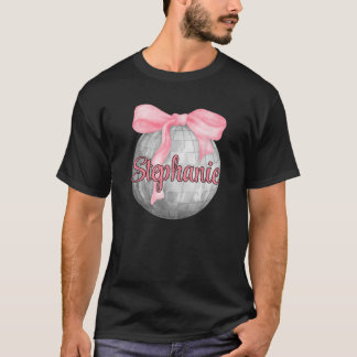 T-shirt Nom personnalisé Stephanie Coquette Bow Pink Disqu