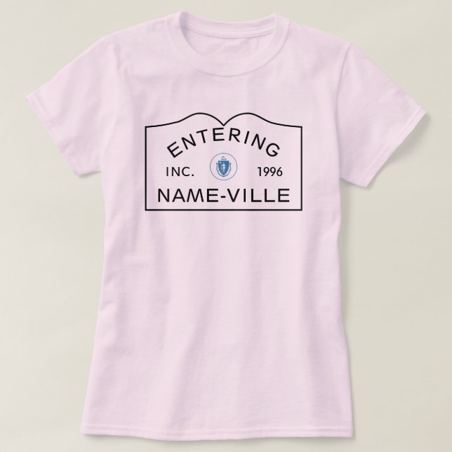 T-shirt Nom PERSONNALISÉ Symbole de ville Massachusetts (Design devant)