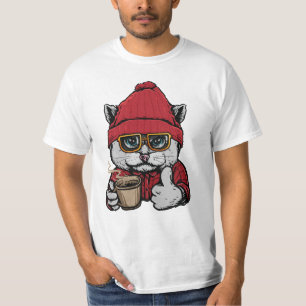 T-shirt Nom personnalisé / Texte Cute Café Cat