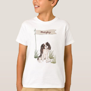 T-shirt Nom personnalisé Tri Color King Charles Spaniel