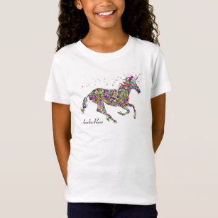 T-Shirt Nom personnalisé Unicorne colorée