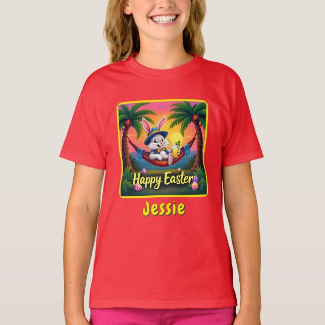 T-shirt Nom personnel de Pâques heureux (Devant)