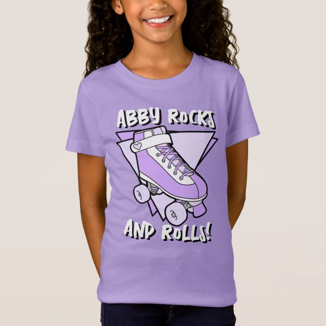 T-Shirt Nom Rocks and Rolls Pastel Purple Roller Skate (Devant)