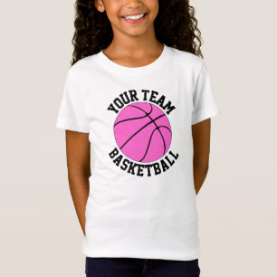 T-Shirt Nom rose d'équipe de basket, joueur et filles de