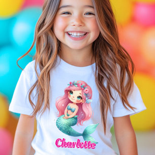 T-shirt Nom rose personnalisé de sirène
