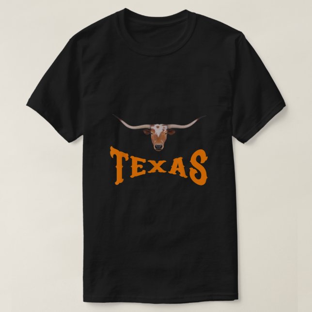 T-shirt Nom Texas Avec Longhorn Steers Head (Design devant)