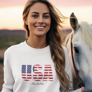 T-shirt Nom, USA Conception de crayon, Basique Longues Sle