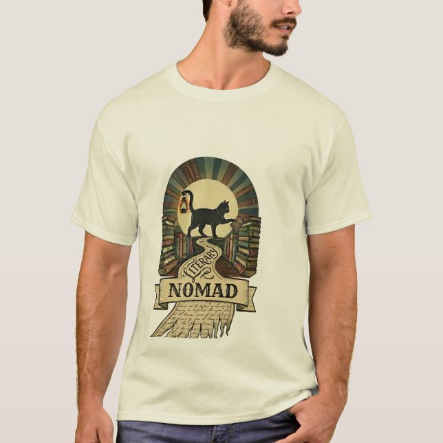 T-SHIRT NOMADE LITTÉRAIRE - CHAT NOIR DRÔLE (Devant)