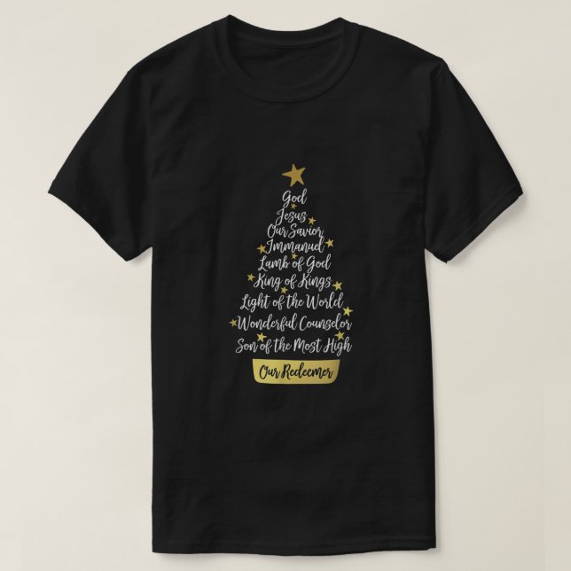 T-shirt Noms de Jésus Foi chrétienne Arbre de Noël (Design devant)