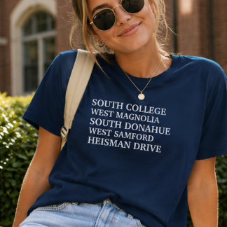 T-shirt Noms de rues de la ville d'Auburn Alabama
