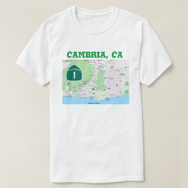 T-shirt Noms des emplacements de SLO Cambria (Design devant)