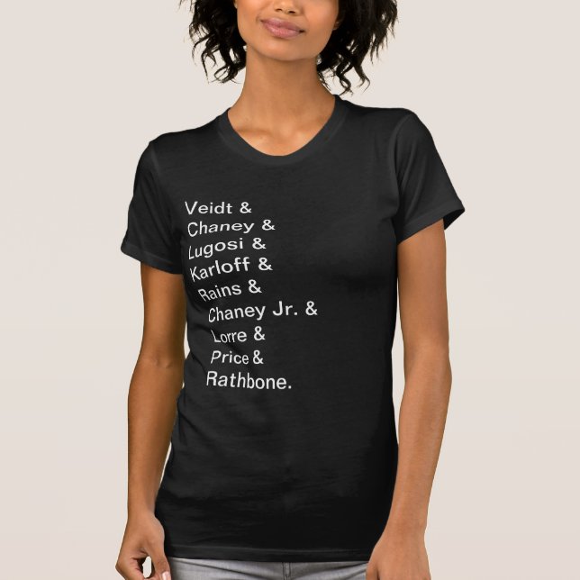 T-shirt Noms des films d'horreur classiques (Devant)