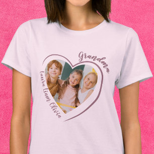 T-shirt Noms des petits-enfants de grand-mère Photo Cœur