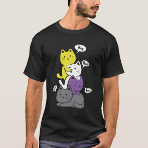 T-shirt Non-binaire Ils Leur Les Meow Non-Binary Drapeau K