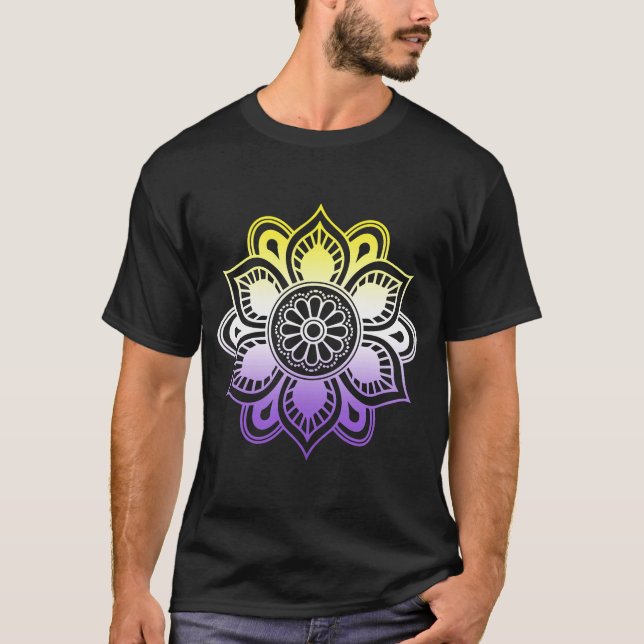 T-shirt Non binaire LGBTQ Subtle Yoga Mandala Enby NB LGBT (Devant)