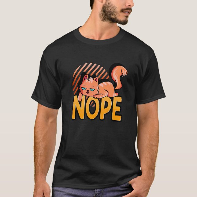 T-shirt Non Chat Orange Paresseux (Devant)