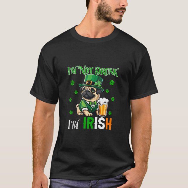 T-shirt Non ivre Je suis Irlandais Patrick s Day Carlin Bi (Devant)