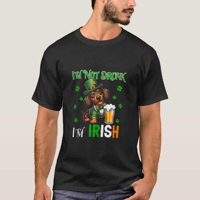 T-shirt Non ivre Je suis Irlandais Patrick s Day Dachshund (Devant)