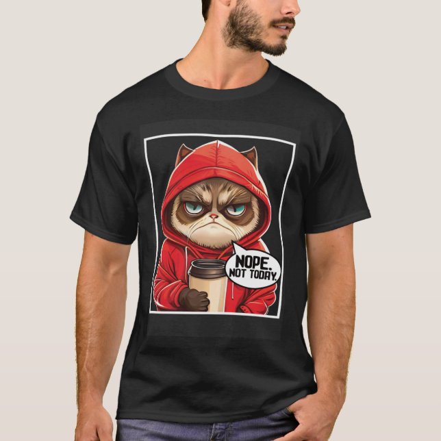 T-shirt Non Pas Aujourd'Hui Chat I Lazy Chat Nope 1 (Devant)