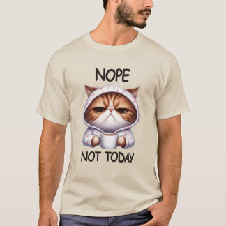 T-shirt Non pas aujourd'hui Mignon Chat Grognon En Capuche