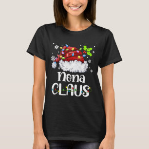 T-shirt Nona Claus Santa Hat Noël Lumière Noël Famille