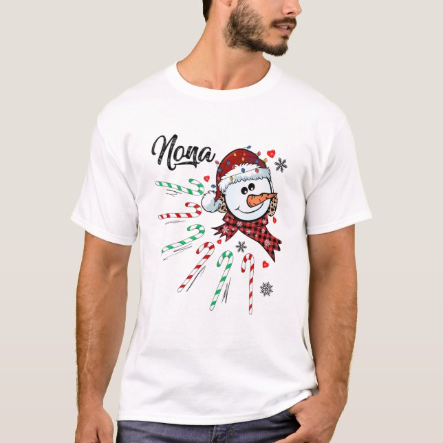 T-shirt Nona Snowman Sucre de canne Noël Noël Noël Noël No (Devant)