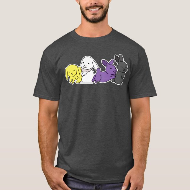 T-shirt Nonbinary Flag Bunny Design for proud Enbys friend (Devant)