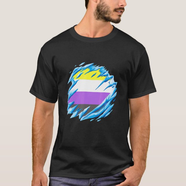 T-shirt Nonbinary LGBTQ Ice Melt Nonbinary Flag Nonbinary  (Devant)