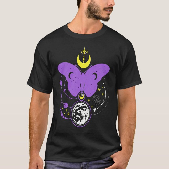T-shirt Nonbinary LGBTQ Mystical Butterfly Gay Pride LGBT  (Devant)