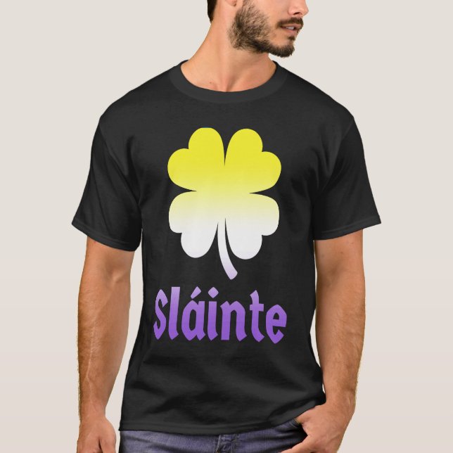 T-shirt Nonbinary St Patrick's Day Shamrock LGBTQ Enby NB  (Devant)