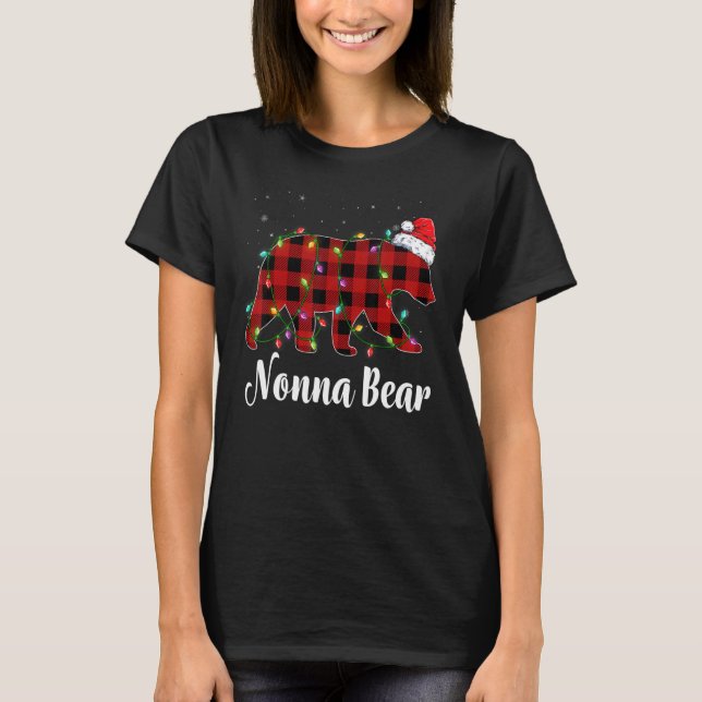 T-shirt Nonna Bear Buffalo Red Plaid Matching Family Chris (Devant)