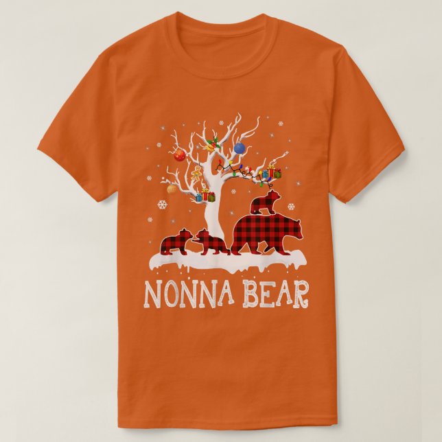 T-shirt Nonna Bear Pajama de Noël Buffalo Rouge Plaid Fami (Design devant)
