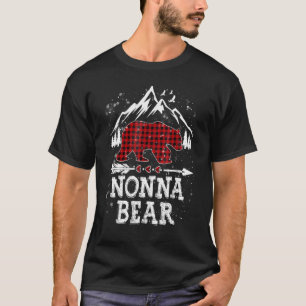 T-shirt Nonna Bear Pajama de Noël Rouge Plaid Buffalo Fam