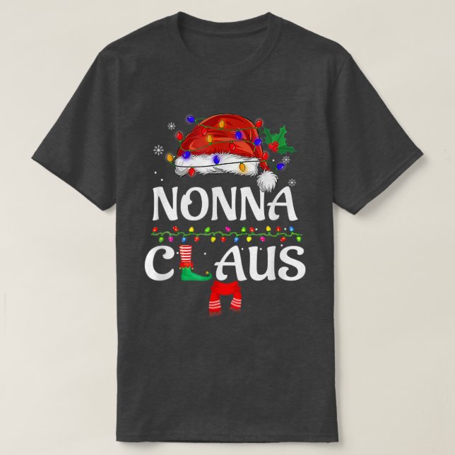 T-shirt Nonna, clause jumelage Famille Santa Hat Pajamas X (Design devant)