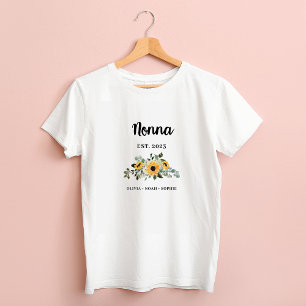 T-shirt Nonna   Jolie tournesol rustique et noms
