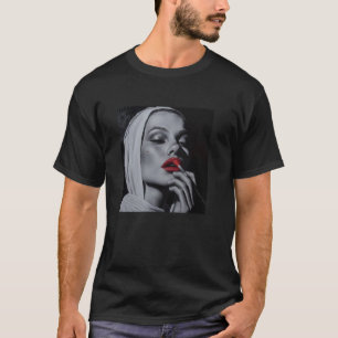 T-shirt nonne rebelle avec du rouge à lèvres, nonne rebell