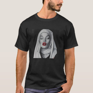 T-shirt nonne rebelle avec du rouge à lèvres, nonne rebell
