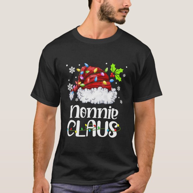 T-shirt Nonnie Claus Santa Hat Christmas Light Xmas (Devant)