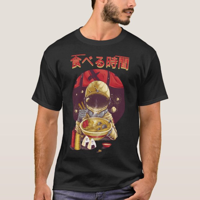 T-shirt Nood japonais de l'astronaute Ramen Vintage Kawaii (Devant)