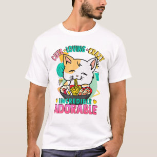 T-shirt Noodles Ramen Chat - Cute Kawaii - Ado fou