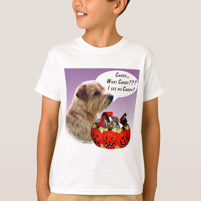 T-shirt Norfolk Terrier Halloween Candy (Devant)
