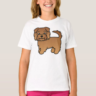 T-shirt Norfolk Terrier Rouge Chien de Dessin Animé Mignon