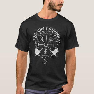 T-shirt Norse Mythology Vegvisir avec Odin's Raven Huginn