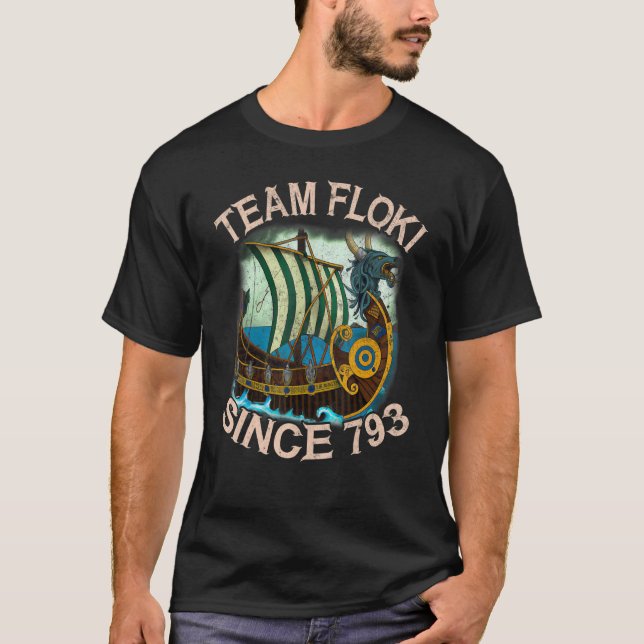 T-shirt Norse Mythology Viking Ship Team Floki Since 793 V (Devant)